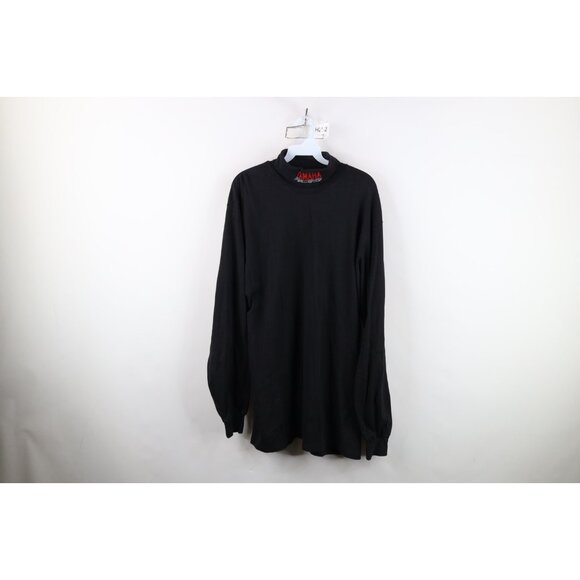 Vtg 90s Mens Large Faded Spell Out Yamaha Racing Turtleneck T-Shirt Black USA - Picture 1 of 16